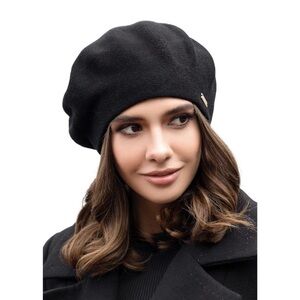 Black Beret - Warm Lined Wool Angora Knit Berets - French Paris Hat For Women🫲